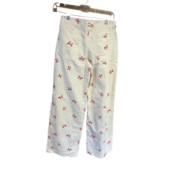 Forever 21 Bow Embroidered Baggy Pants Sz S 27/32 Wide Leg NWT - Picture 2 of 7